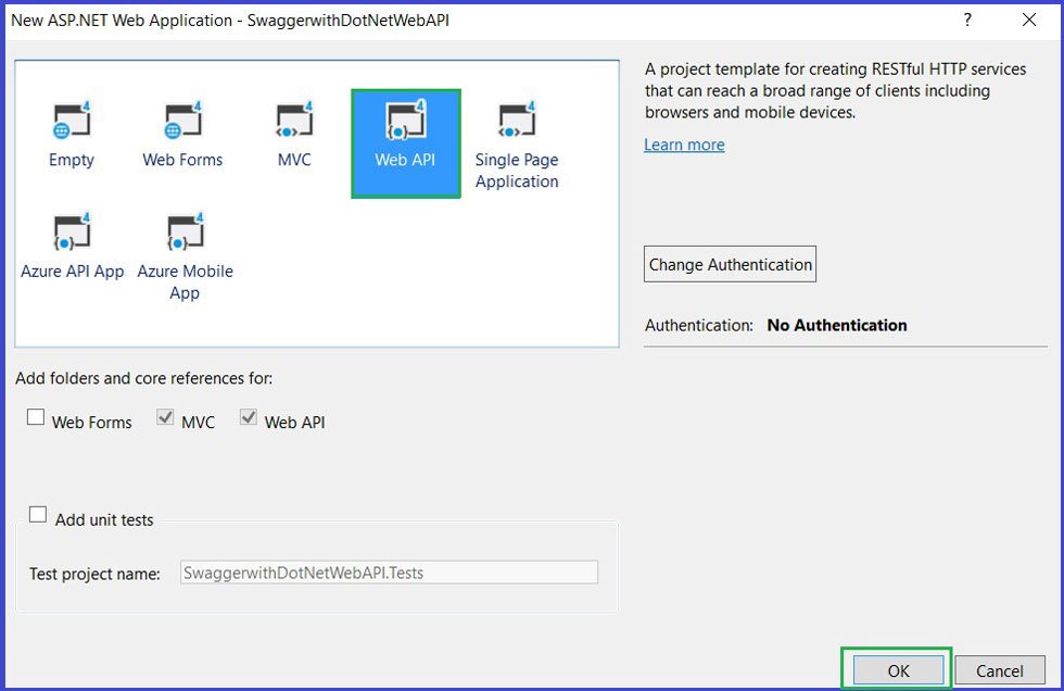 Web API as project template